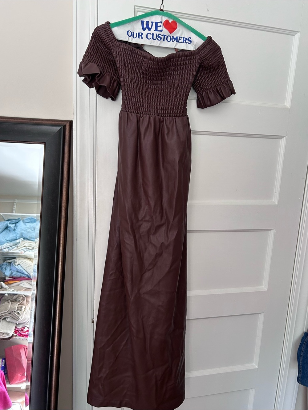 STAUD Brown Off-Shoulder Maxi Dress